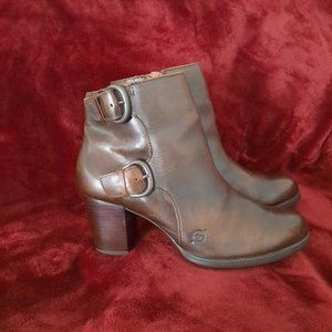 Born Women Ondine Ankle Boot Size 7 Brown Leather Double Monk Strap D40503 $140.